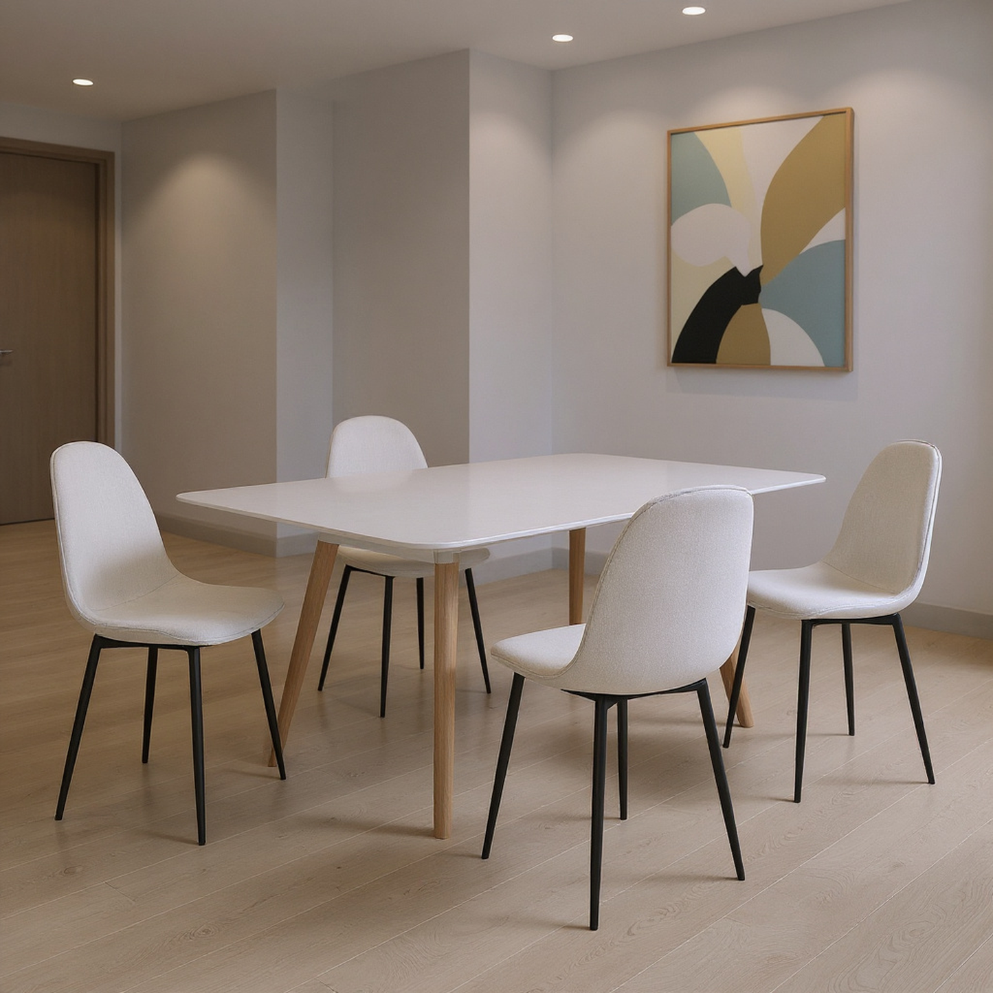 Charlton Mid-Century Dining Chair Set of 4, Barrel Beige