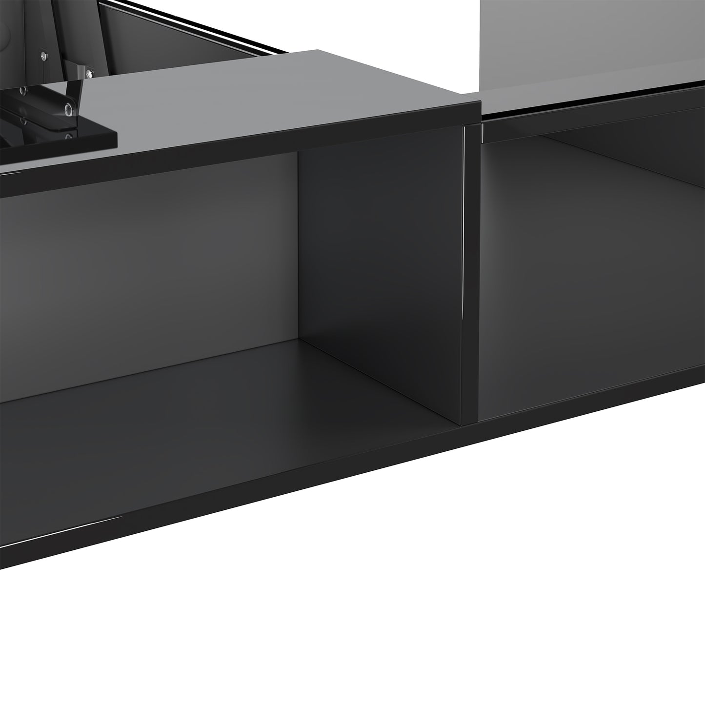 Aurora High-Gloss LED Lift-Top Coffee Table with Hidden Storage, Black