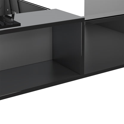 Aurora High-Gloss LED Lift-Top Coffee Table with Hidden Storage, Black