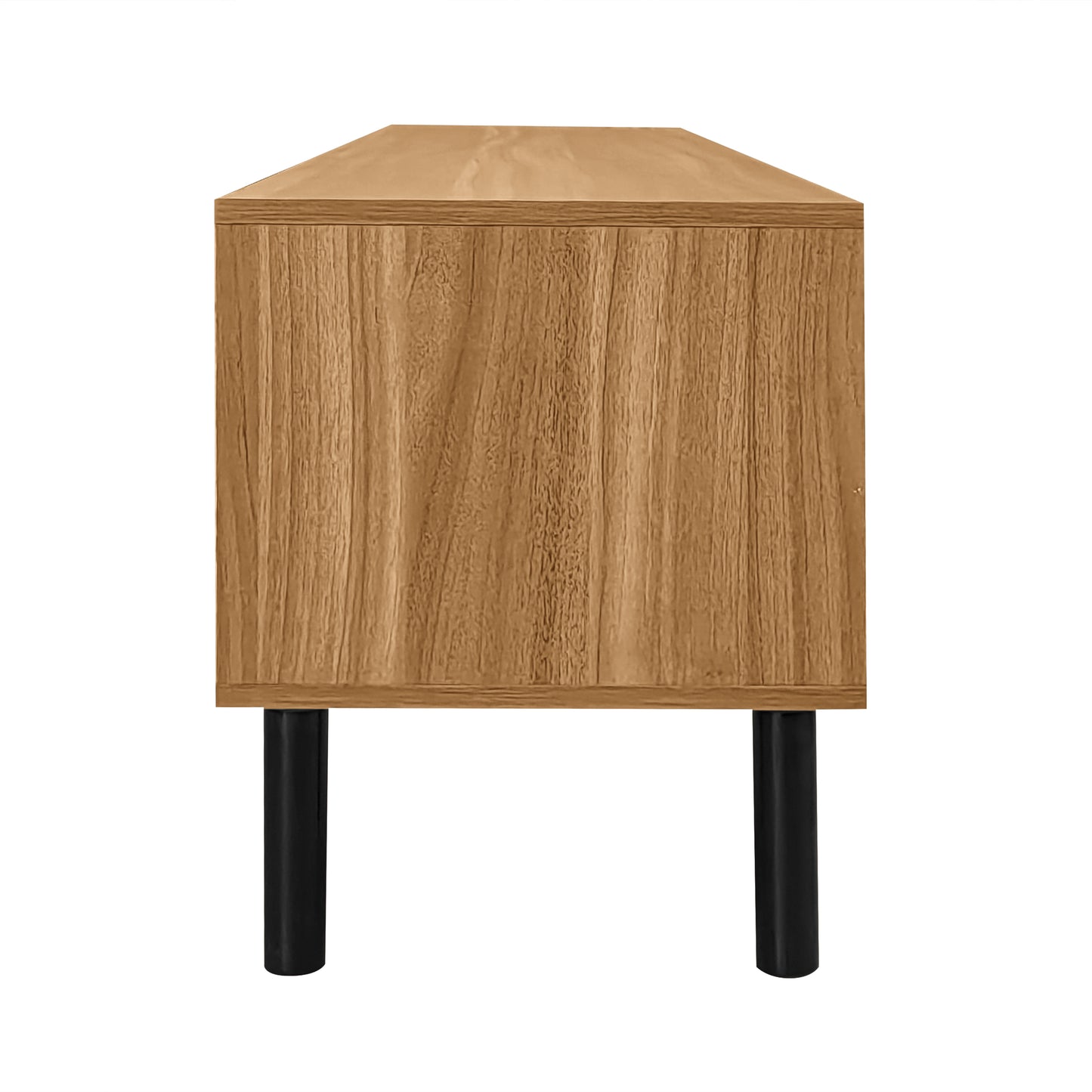 Norden Modern Wood TV Stand with Four-Door Storage, Black and Natural