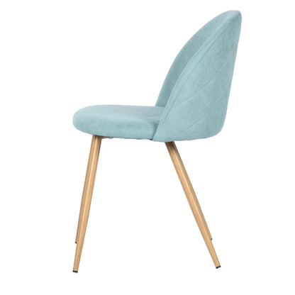 Stan White Marble Dining Table Set with Puz Side Chairs, 5-Piece Set, Aloe Fabric