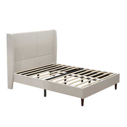 Ellington Upholstered Platform Bed Frame, Queen, Beige