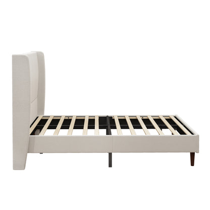 Ellington Upholstered Platform Bed Frame, Queen, Beige