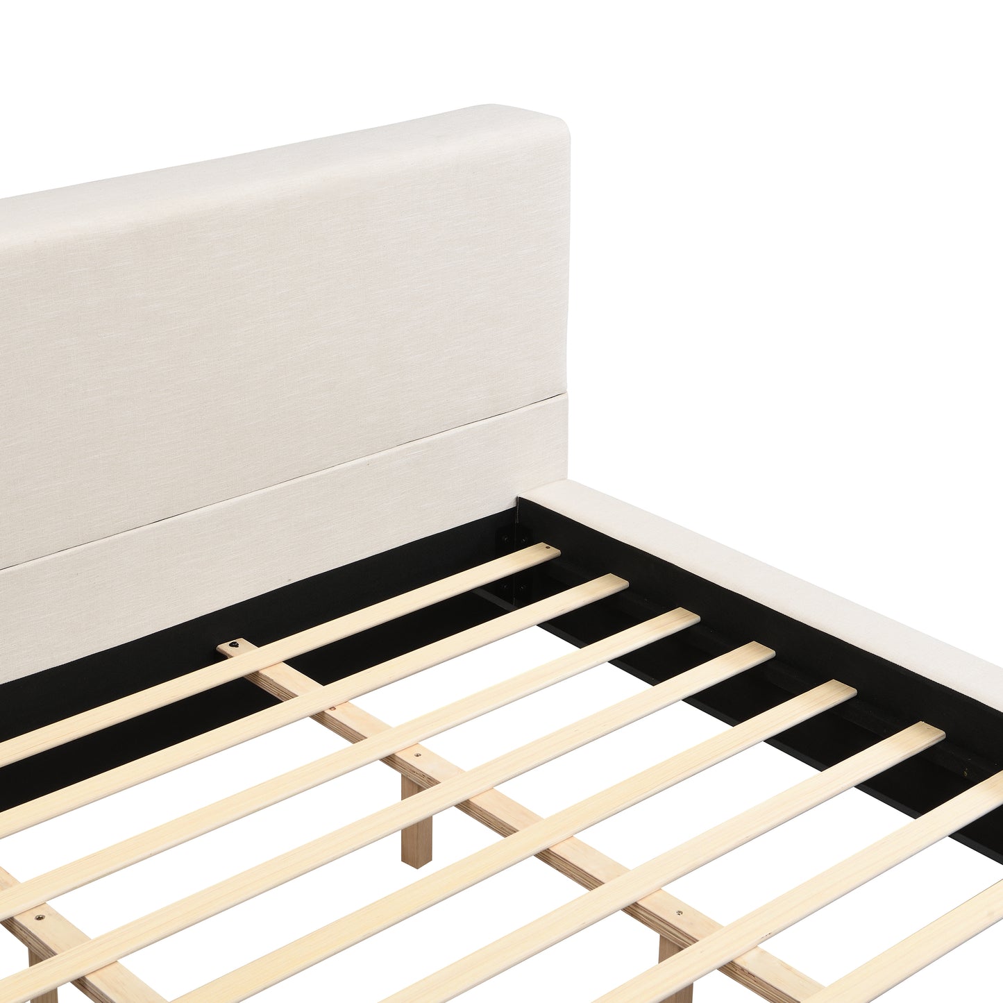 Porter Linen-Look Upholstered Platform Bed, King, Beige