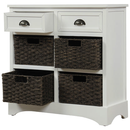 Nori 2 drawers cabinet with 4 baskets, 28", White