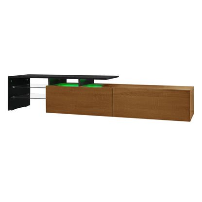 Oden Modern LED TV Stand with Storage Drawers, Natural Wood-Look and Black