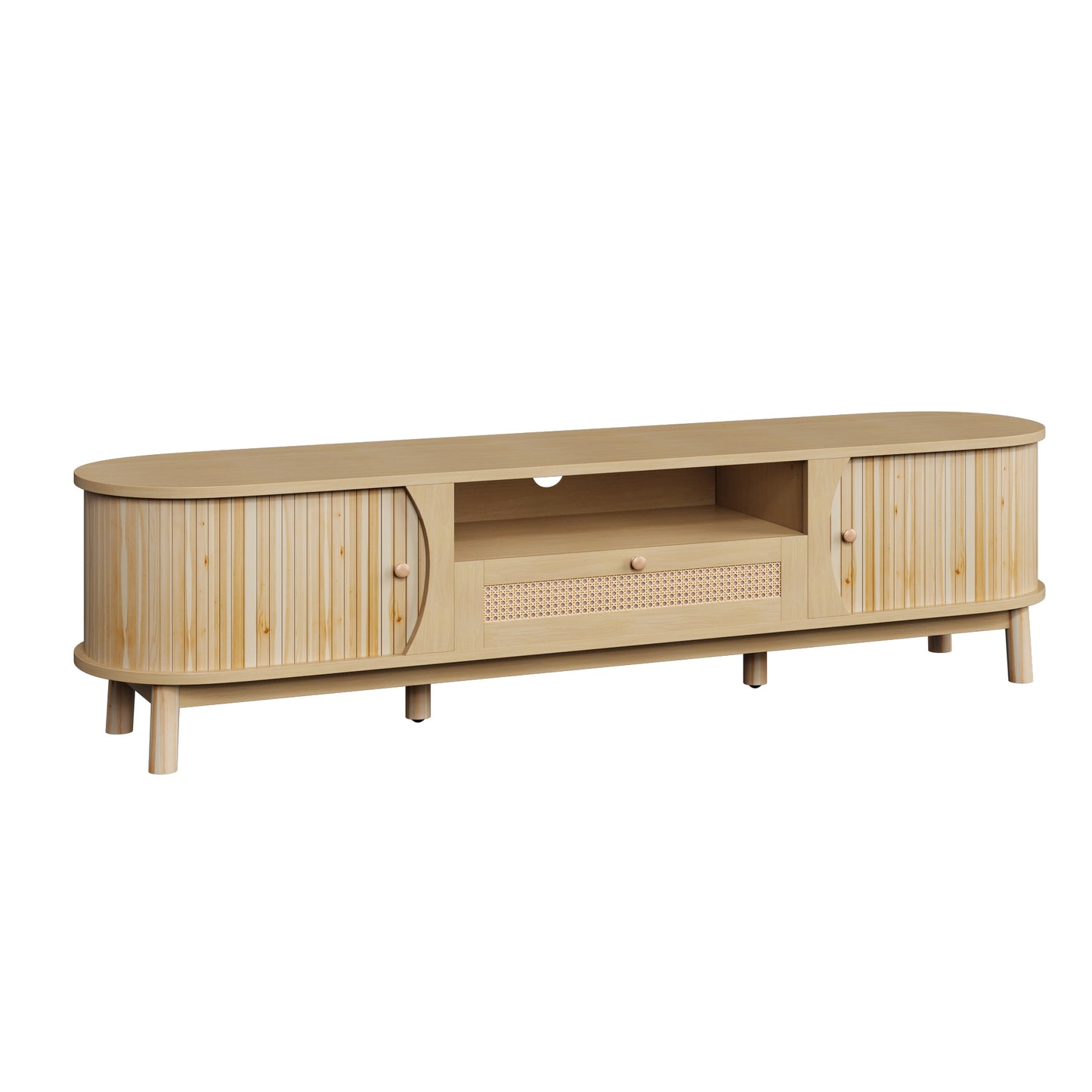 Linden TV Stand, 65", Light Wood