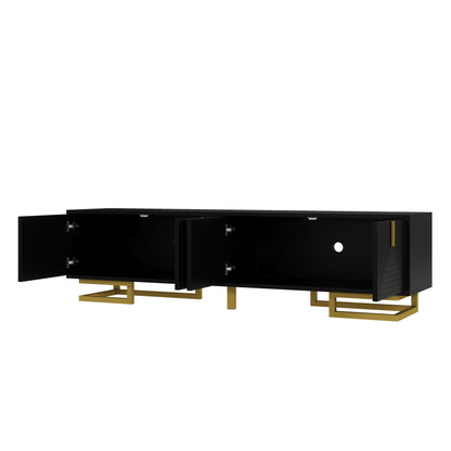 Meridian Geometric TV Stand with Gold Accents, 63", Black