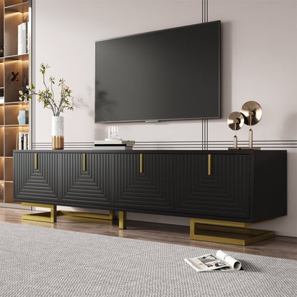 Meridian Geometric TV Stand with Gold Accents, 63", Black