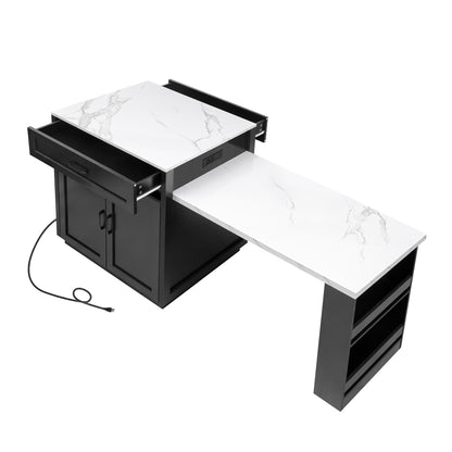 Kinsey Kitchen Island with Extendable Dining Table, Black