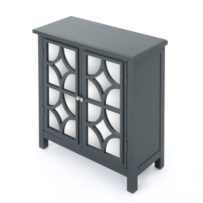 Willowcrest Mirrored Accent Cabinet, 31.5", Charcoal Grey