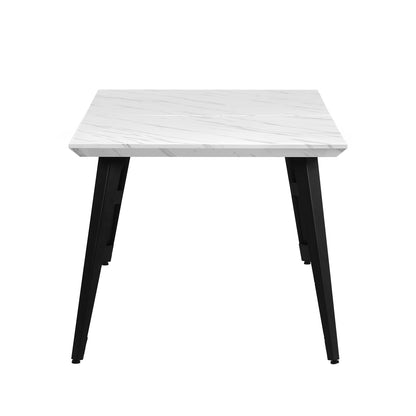 Stan Modern Dining Table, 63" Rectangular, Seats 6, White Marble-Effect