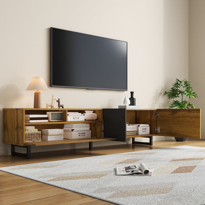 Evergreen Modern TV Stand with Storage, 67", Oak and Graphite