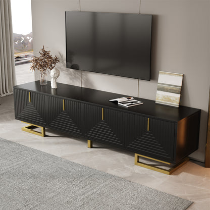 Meridian Geometric TV Stand with Gold Accents, 63", Black