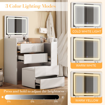 Elowen Makeup Vanity Desk Set, White