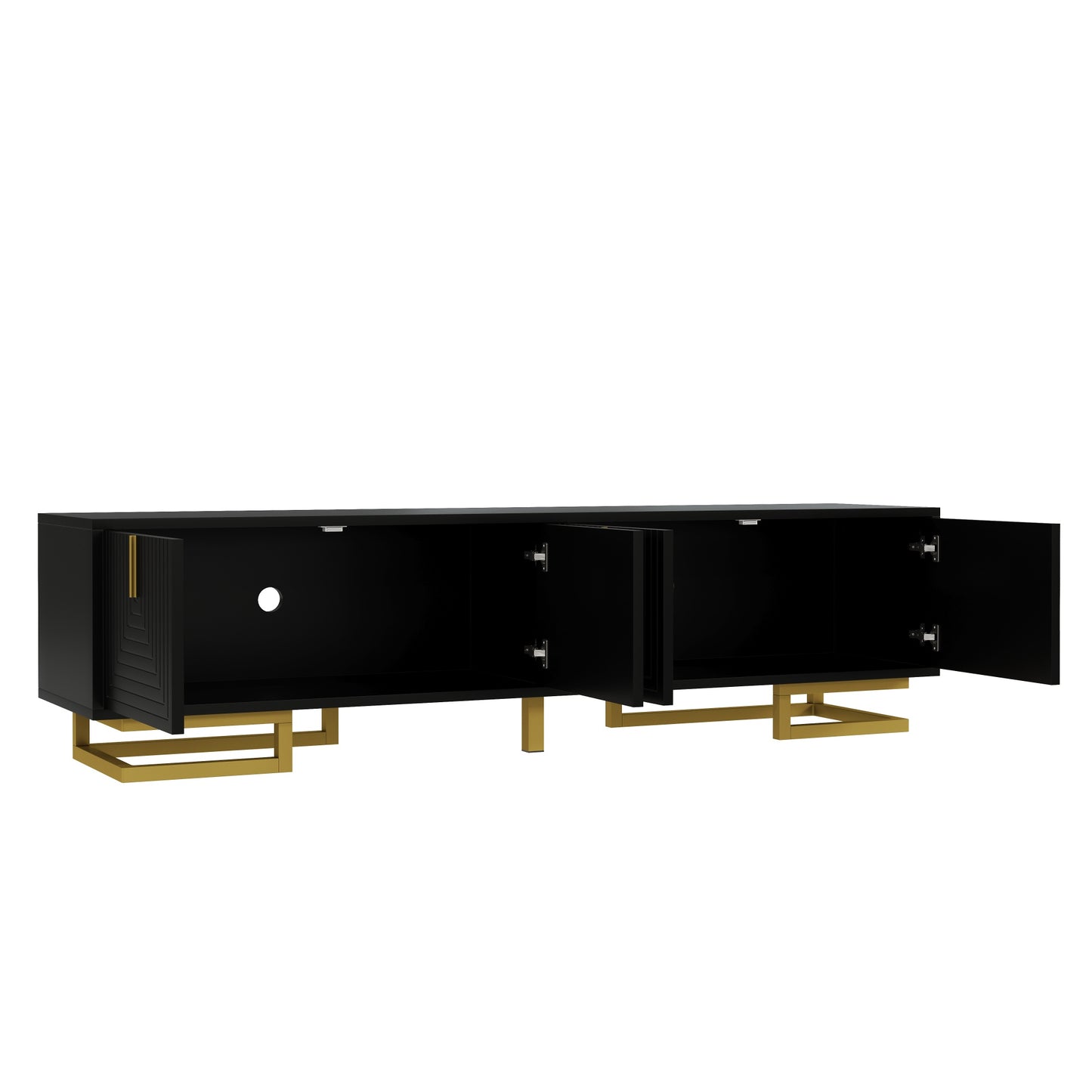 Meridian Geometric TV Stand with Gold Accents, 63", Black