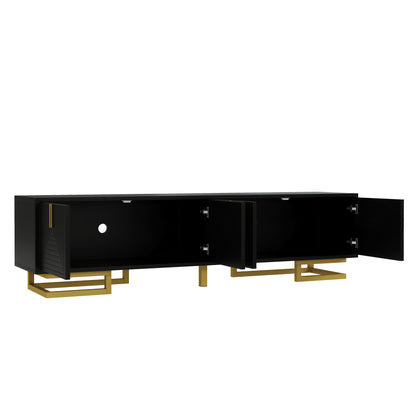 Meridian Geometric TV Stand with Gold Accents, 63", Black