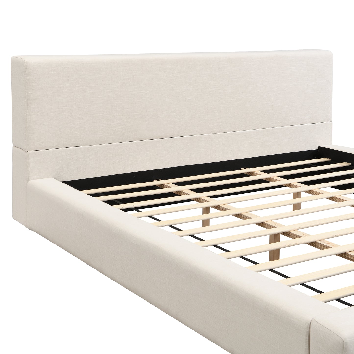 Porter Linen-Look Upholstered Platform Bed, King, Beige