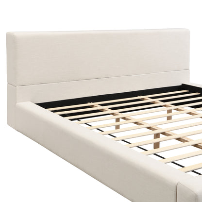 Porter Linen-Look Upholstered Platform Bed, King, Beige