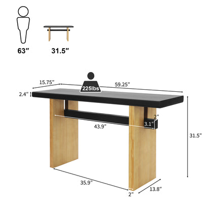 Atwell Console Table, 59.25", Black & Natural