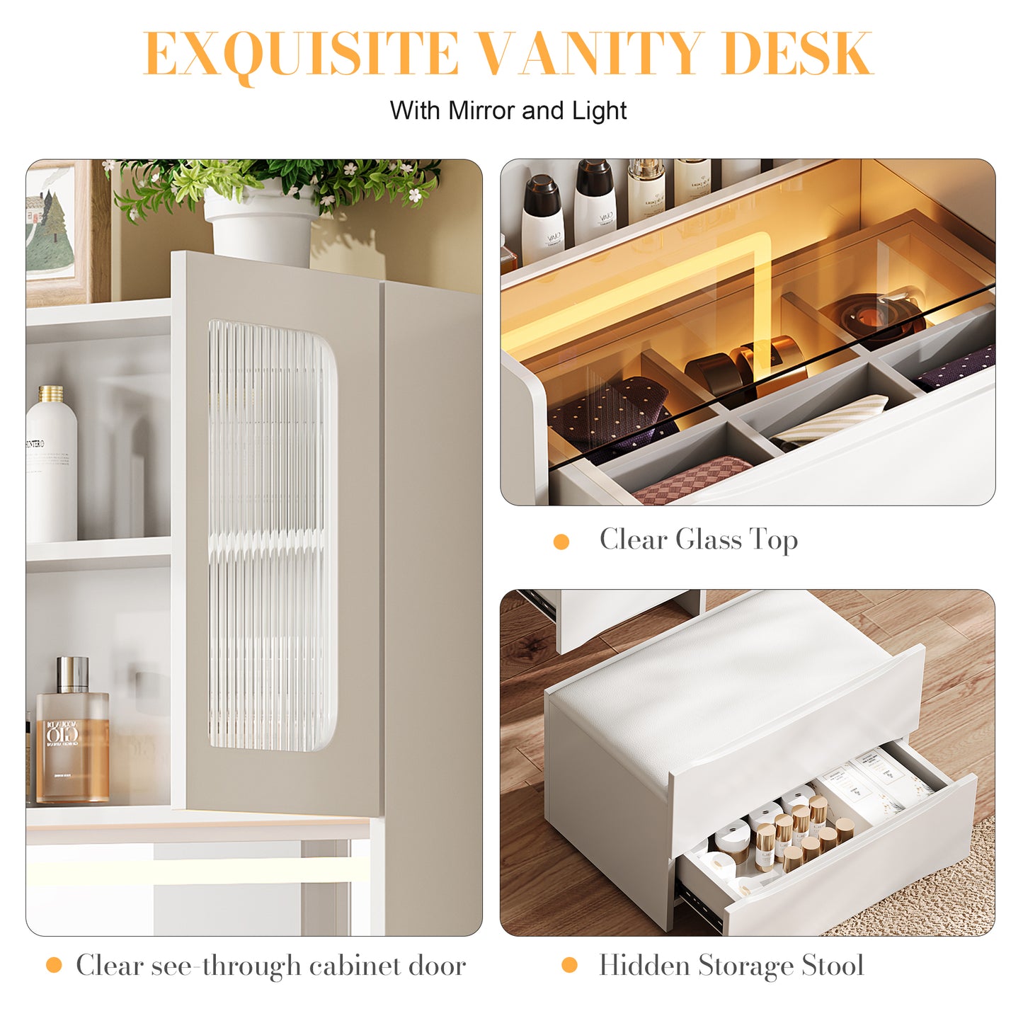 Serelle Makeup Vanity Desk Set, White