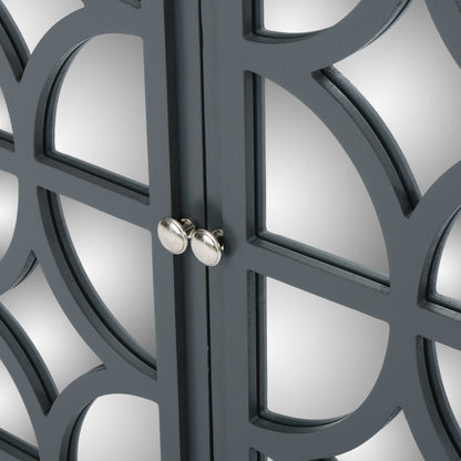 Willowcrest Mirrored Accent Cabinet, 31.5", Charcoal Grey