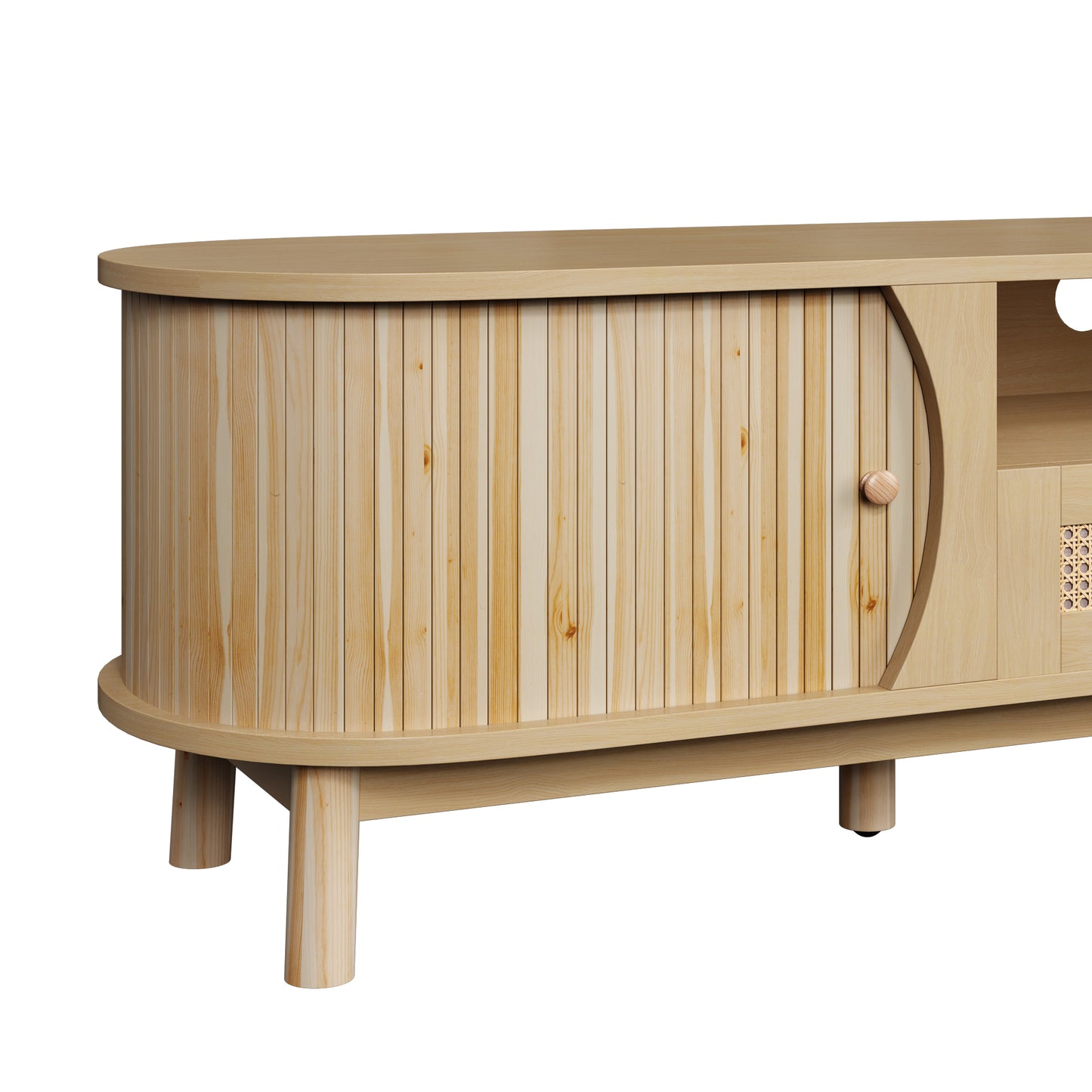 Linden TV Stand, 65", Light Wood