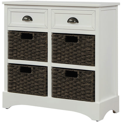 Nori 2 drawers cabinet with 4 baskets, 28", White