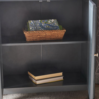 Willowcrest Mirrored Accent Cabinet, 31.5", Charcoal Grey