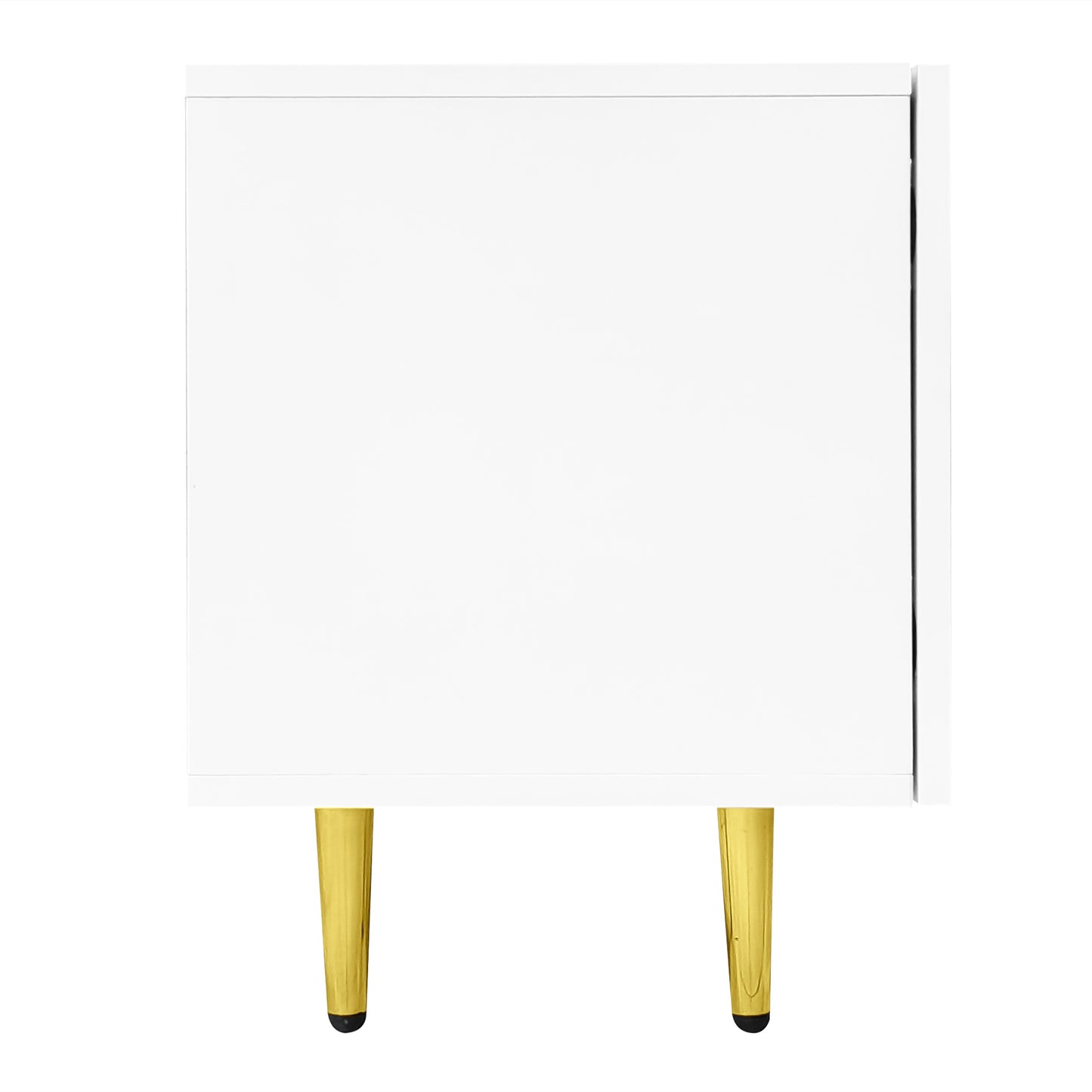Goldridge Lacquered White TV Stand with Storage, 67", White and Gold Accent