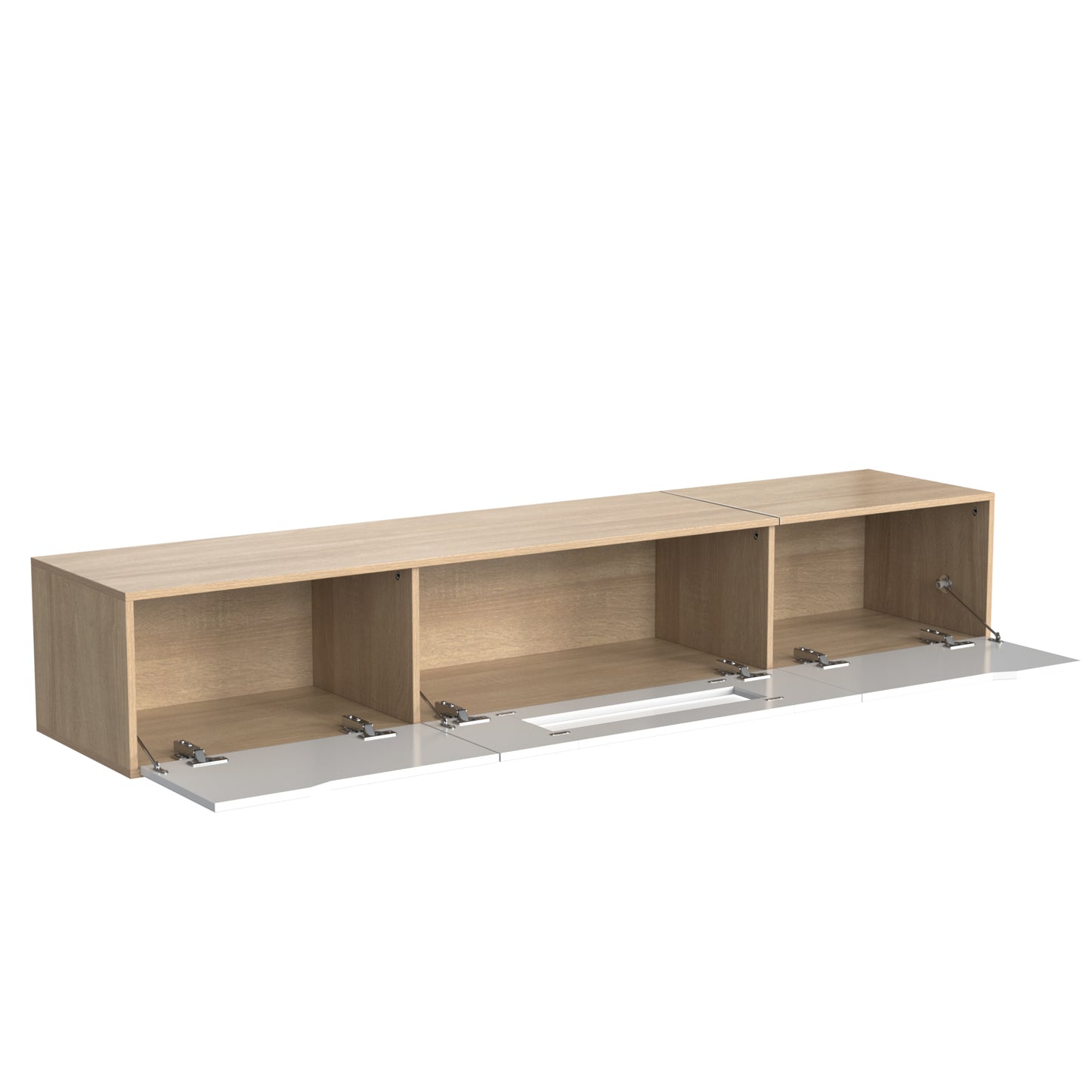 Rosemount LED TV Stand with Storage, 71", High-Gloss White and Oak Finish