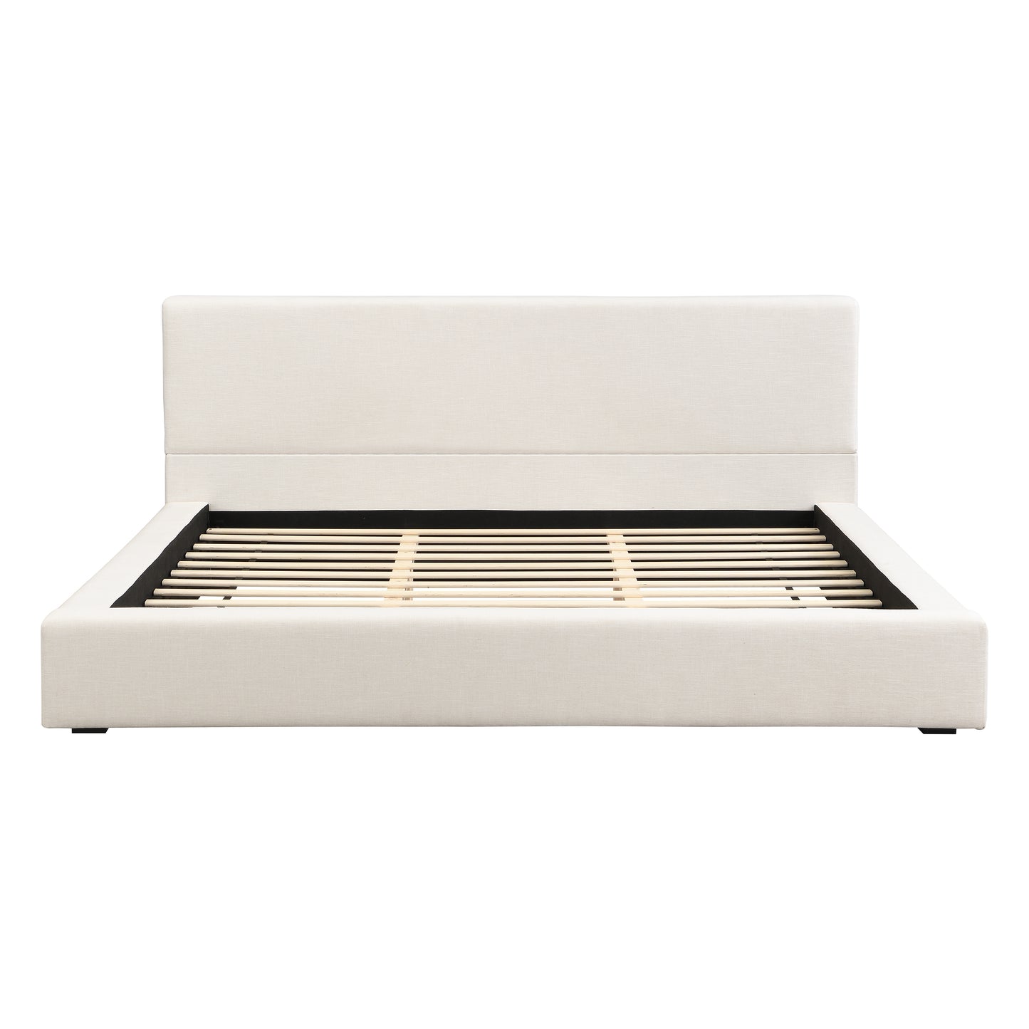 Porter Linen-Look Upholstered Platform Bed, King, Beige