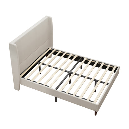 Ellington Upholstered Platform Bed Frame, Queen, Beige