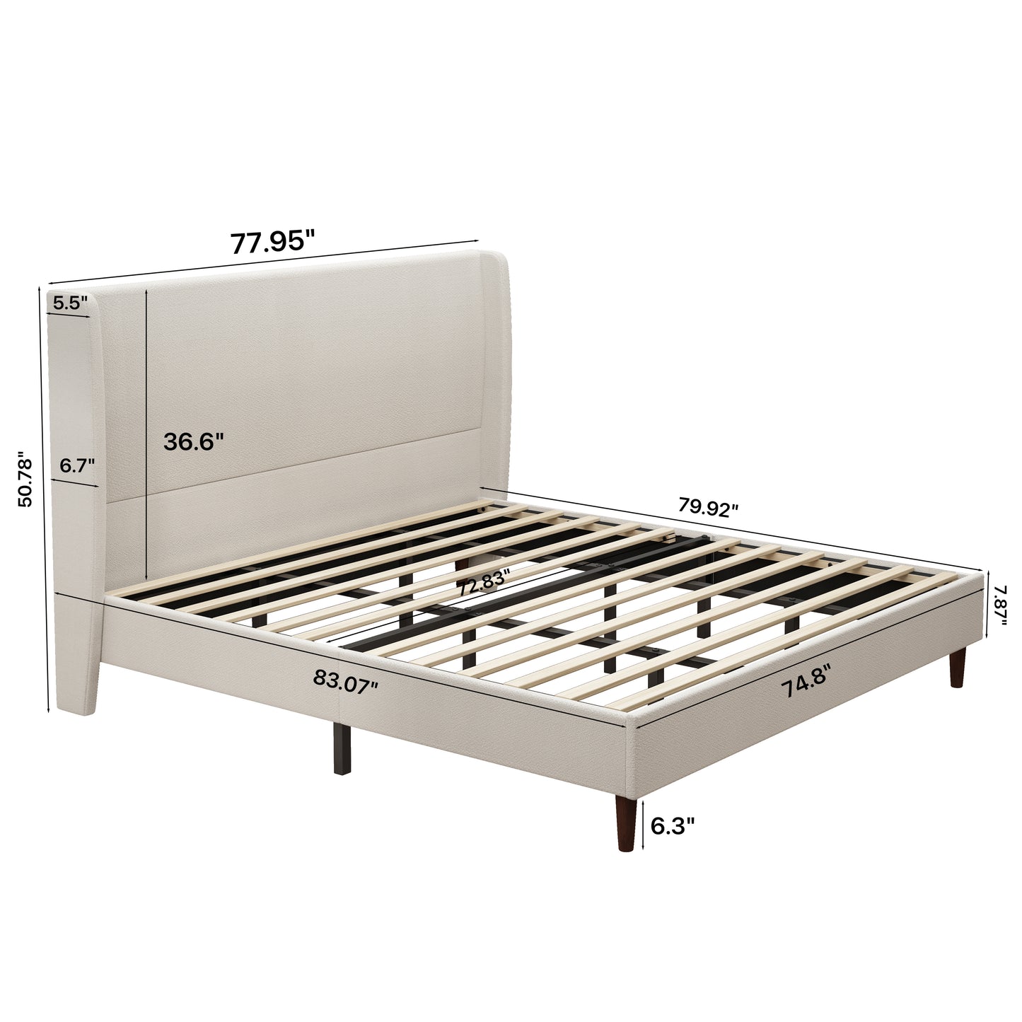 Ellington Upholstered Platform Bed Frame, King, Beige