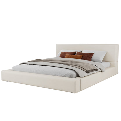Porter Linen-Look Upholstered Platform Bed, King, Beige