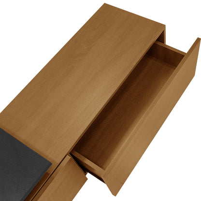 Oden Modern LED TV Stand with Storage Drawers, Natural Wood-Look and Black