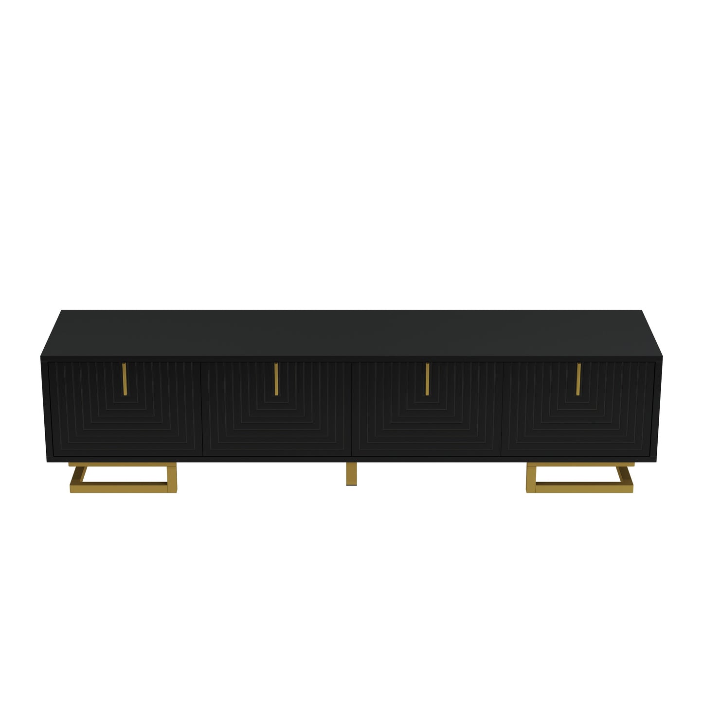 Meridian Geometric TV Stand with Gold Accents, 63", Black