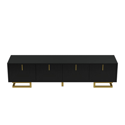 Meridian Geometric TV Stand with Gold Accents, 63", Black