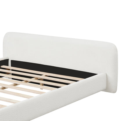 Aveline Boucle Upholstered Platform Bed, Queen, White