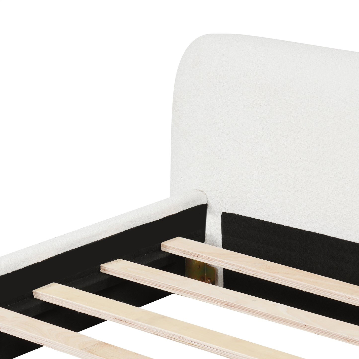 Aveline Boucle Upholstered Platform Bed, Queen, White