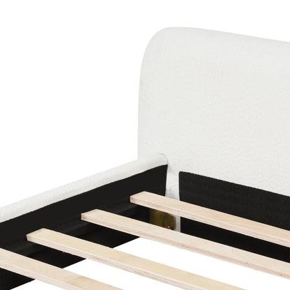 Aveline Boucle Upholstered Platform Bed, Queen, White