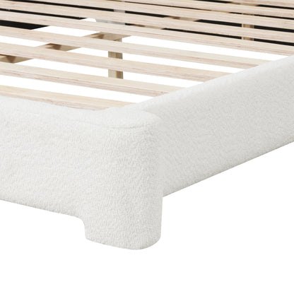 Aveline Boucle Upholstered Platform Bed, King, White