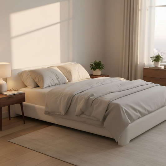 Aveline Boucle Upholstered Platform Bed, Queen, White