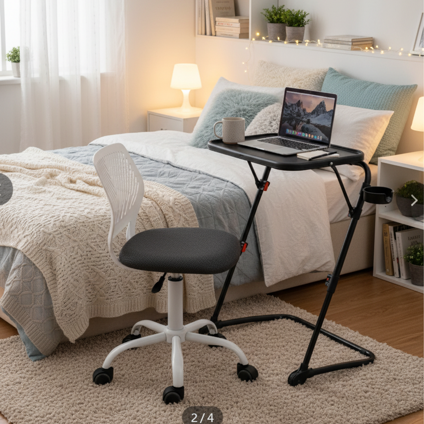 Baseline Foldable Tray Table & Carnation Swivel Chair Set, Grey