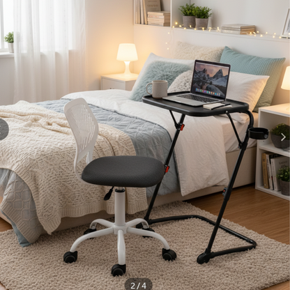 Baseline Foldable Tray Table & Carnation Swivel Chair Set, Grey