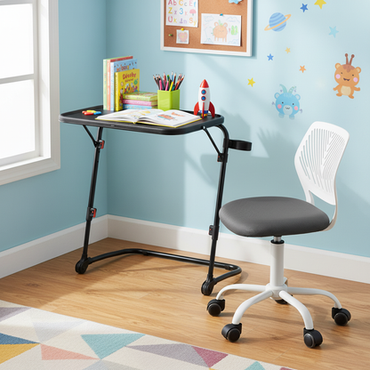 Baseline Foldable Tray Table & Carnation Swivel Chair Set, Grey