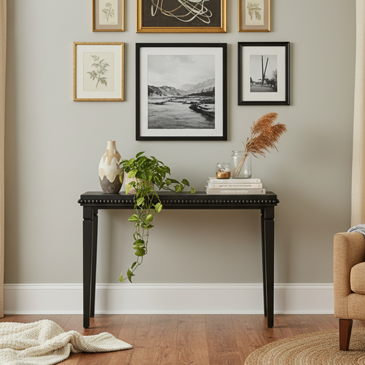 Bexley Wood-Pattern Console Table, 48", Black