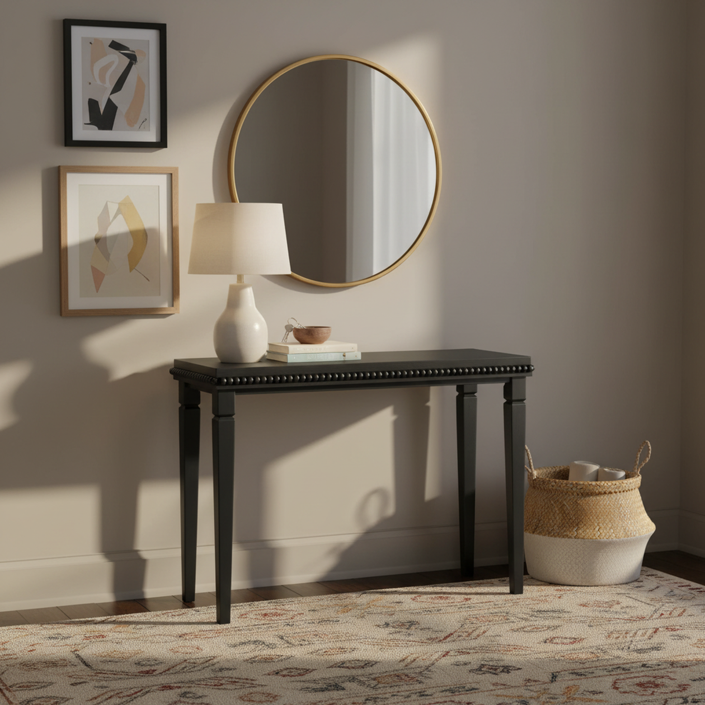 Bexley Wood-Pattern Console Table, 48", Black