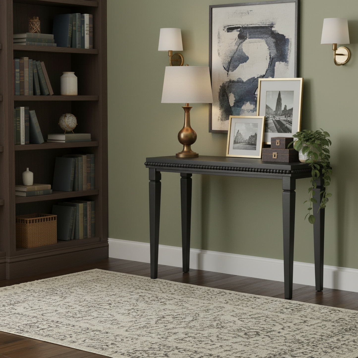 Bexley Wood-Pattern Console Table, 48", Black