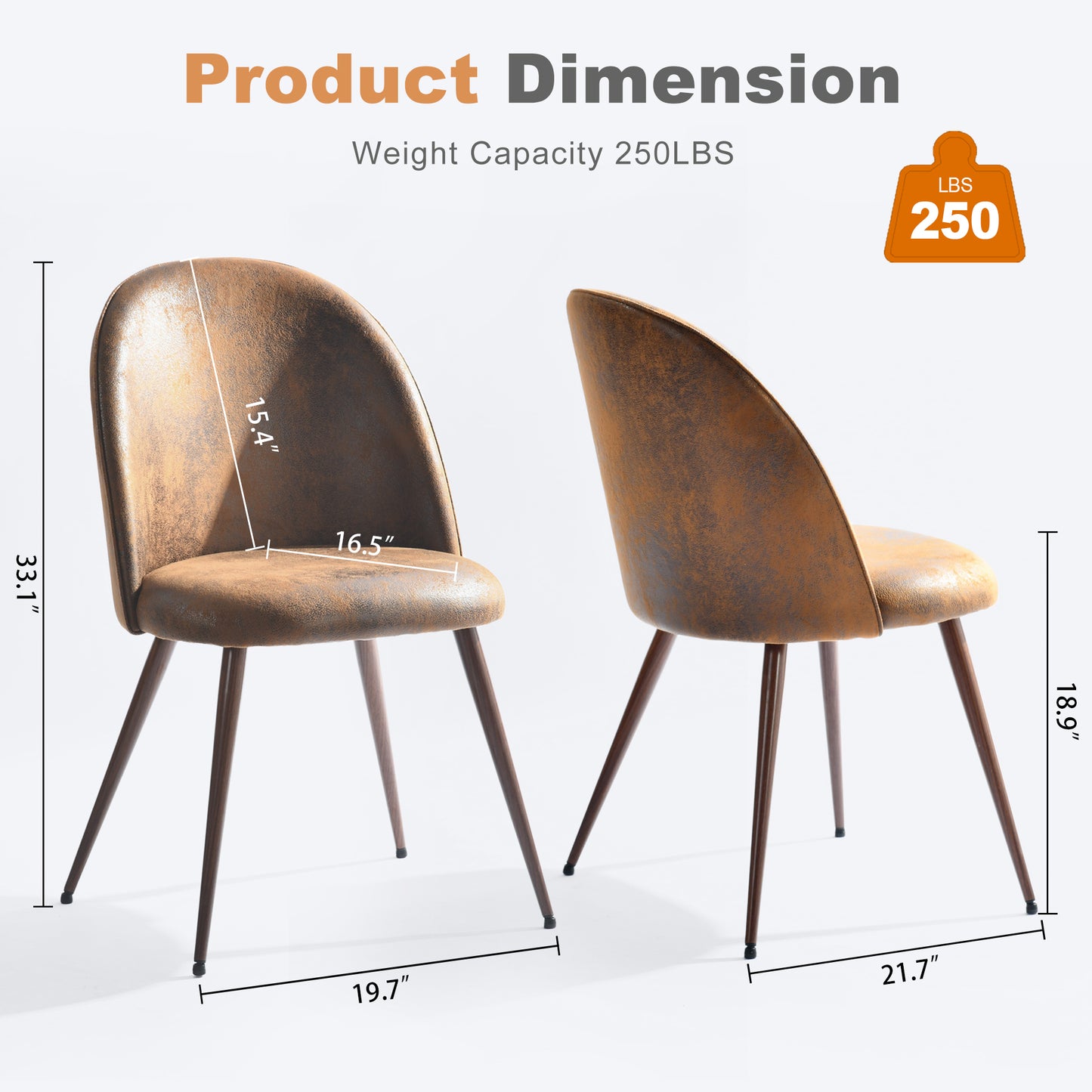 Haven Faux Suede Dining Chairs with Walnut-Look Legs, Set of 2, Brown